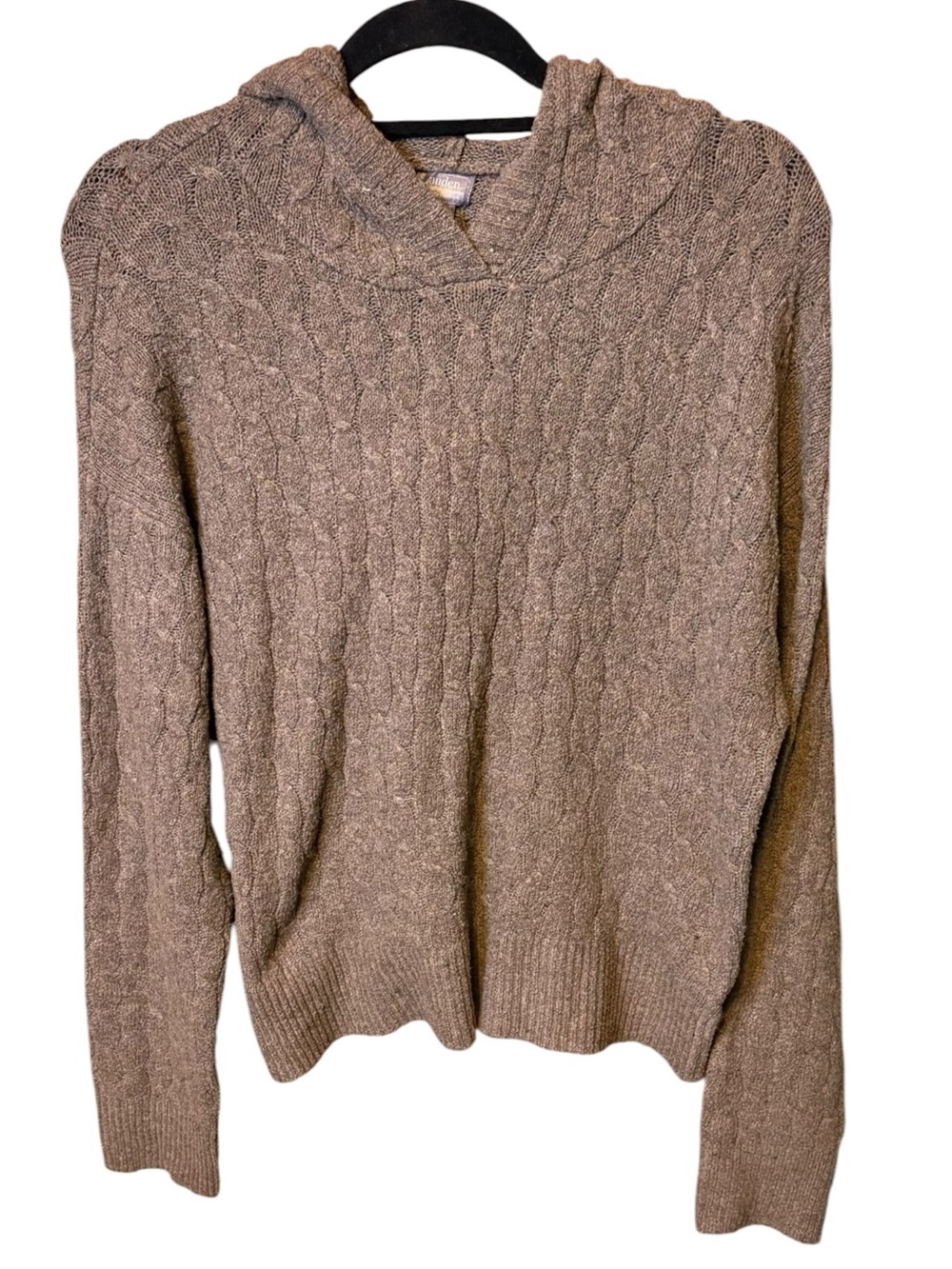 Auden Luxury Collection Cable Knit Cowl Neck Sweater Medium Taupe Brown